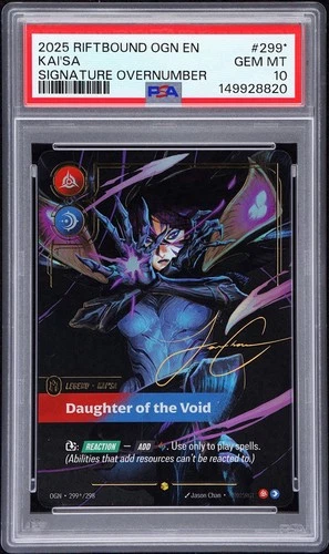 PSA 10 Kai'sa Daughter Of The Void 299* EN Origin Signature Overnumber RIFTBOUND