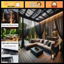 Extra Wide Waterproof Outdoor Curtains - Blac...