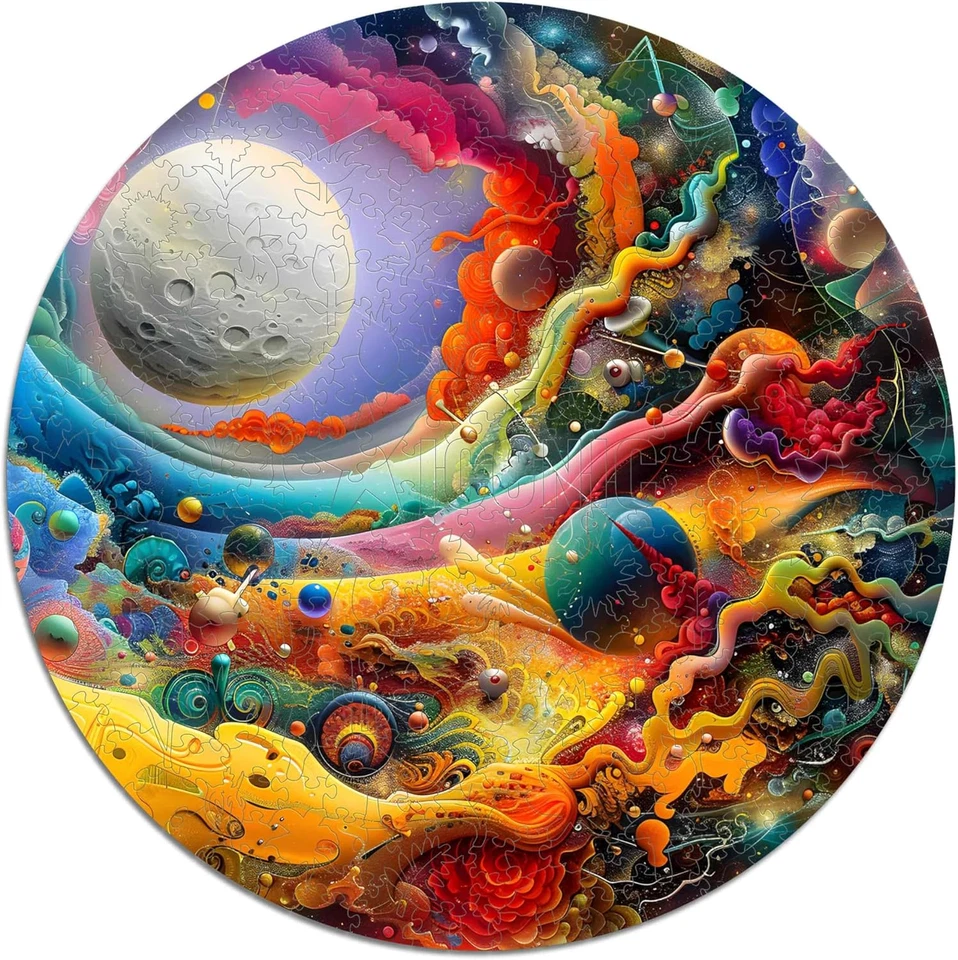 -Luna Straordinaria Spazio Puzzle in Legno 100% Sostenibile, Colore per Adulti E - Immagine 3 di 4