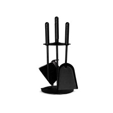 Ofenbesteck-Set 4-tlg. schwarz - Kamingarnitur modern & kompakt - Kaminbesteck