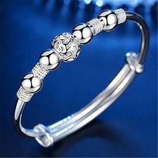 925 Sterling Silver Bracelet Bangle Women Gift Jewellery Adjustable UK