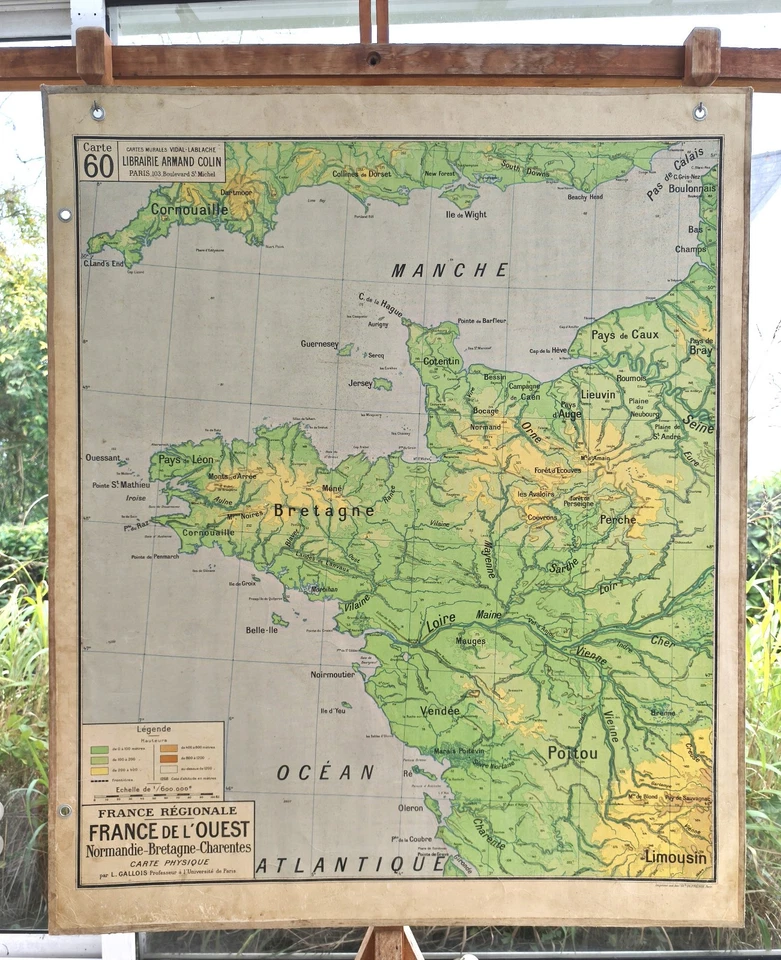 ancien carte géographie vidal lablache Colin 60 France Ouest Bretagne - Photo 1/2