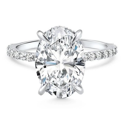 Certified 4.55Ct Oval Diamond Side Halo Engagement Ring 14k White Gold Lab Grown