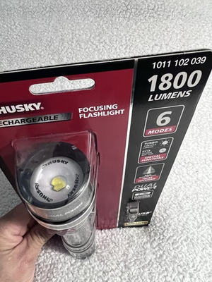 #ad Husky Rechargeable Dual Power LED Flashlight 1800 Lumens 1011 102 039 $26.62