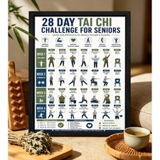 UK SALE Tai Chi Walking Workout Chart Poster Beginners Exercise Wall Art 28 Day