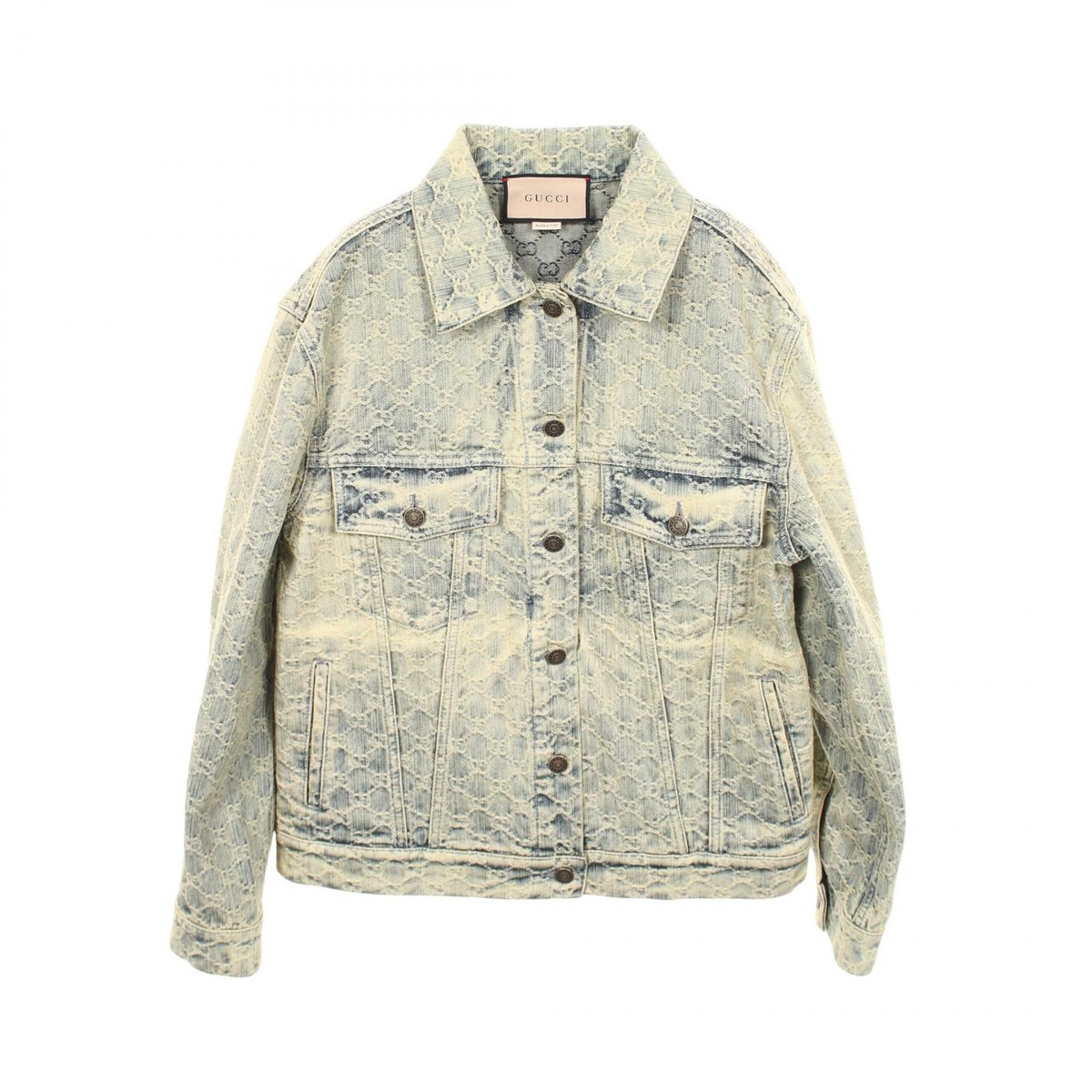 GUCCI GG Jacquard Denim Jacket cotton Blue Used Women size 42 | eBay
