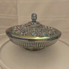 Indiana Glass Windsor #1318 Iridescent Blue Candy Dish  & Lid
