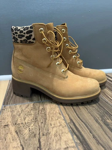 Timberland stivali leopardati donna Kinsley 6 pollici tacco impermeabile marrone taglia 10