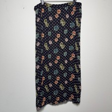 VTG 90s Women Reversible Whimsigoth Maxi Skirt XL Black Floral Polka Dot Boho