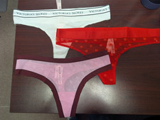 Victoria's Secret Panty Lot Of 3 Misc Thong Vermillion White Pink L NWT