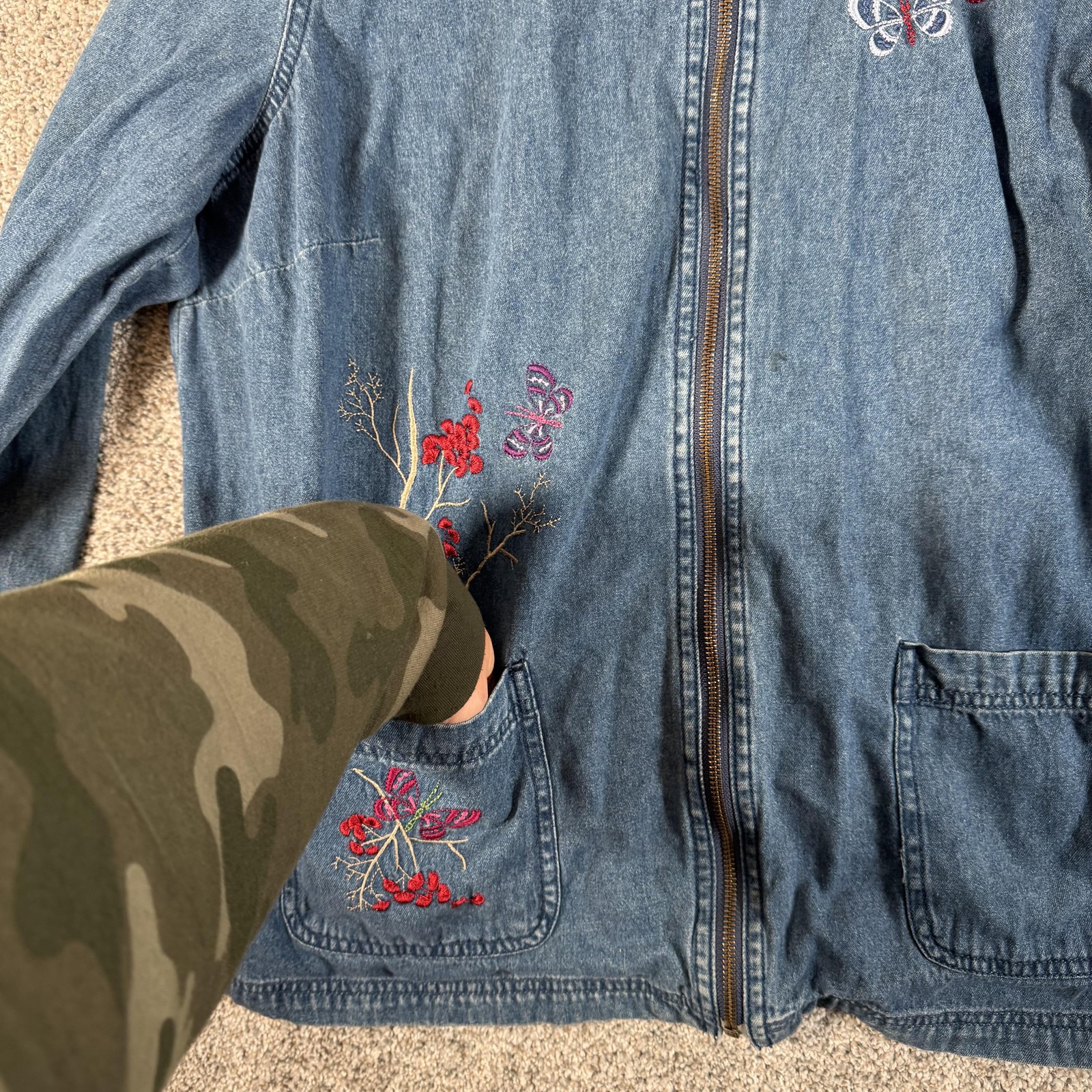 Basic Editions Jacket 1X Plus Size Denim Zip Fron… - image 5