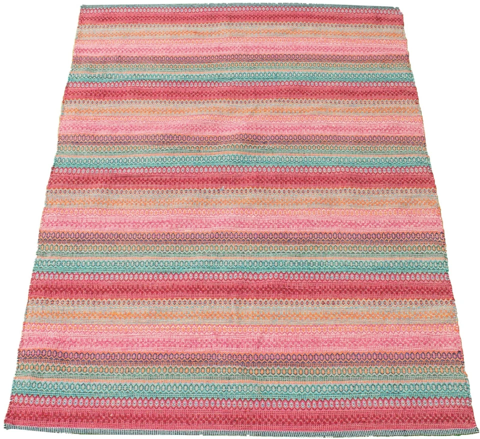 Vintage Hand Woven Traditional Kilim Rug 5'0" x 7'4" Oriental Wool Carpet - Image 3 of 4