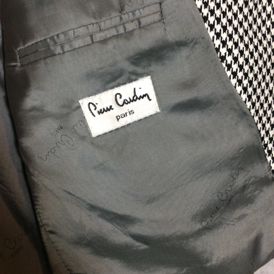 VTG Pierre Cardin Mens Houndstooth Blazer Sport Coat Sz 50R Black White KY Derby - Image 4 of 4