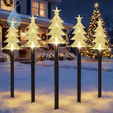 Solar Christmas Tree Pathway Lights Outdoor Decorations, 5 PCS