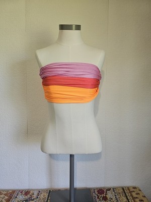 Micas Multicolor Tube Top - XXS Bandeaux Bralette Strapless Color Block Y2K Styl