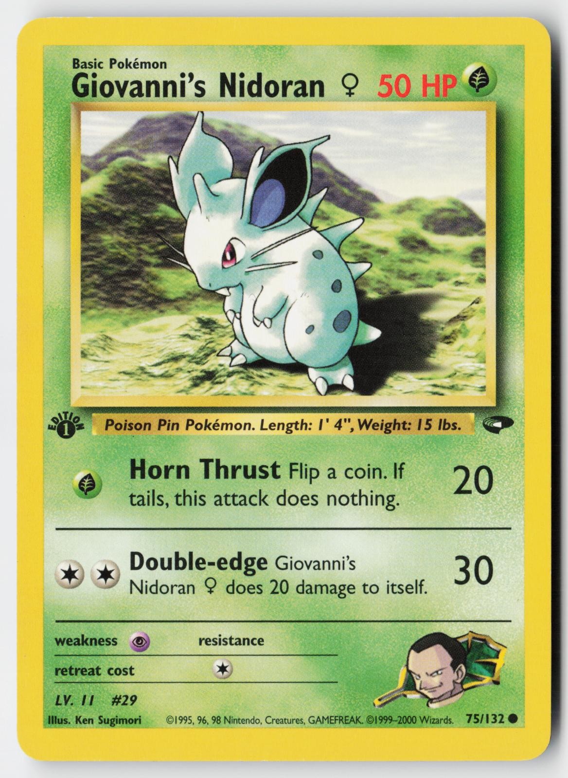 Pokemon Giovanni's Nidoran F - 75/132 - Common Gym Challenge 1st Edition MP