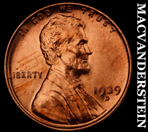 1939-D Lincoln Wheat Cent- Choice Gem Brilliant Uncirculated Luster #J3039