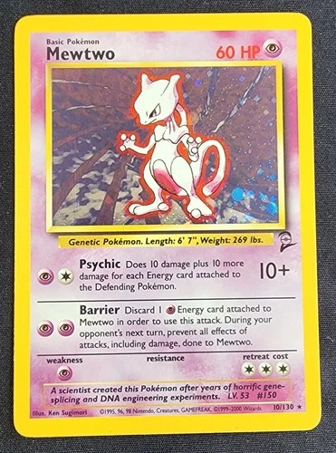 Mewtwo 10/130 Base Set 2 Holo Rare Pokemon 2000 - MP