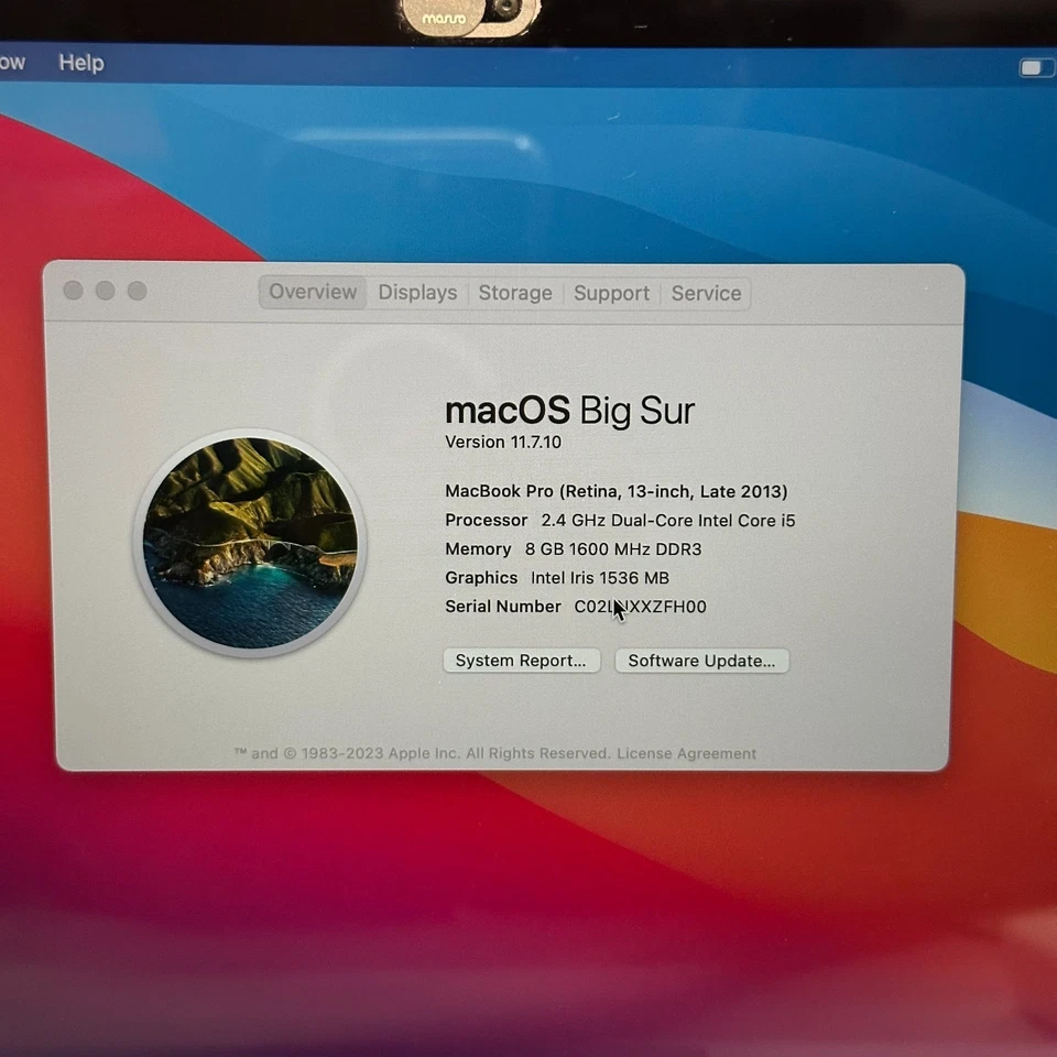 Apple MacBook Pro 13"  A1502 Late 2013 – 8GB RAM 256GB SSD i5 2.4GHz - Image 2 of 4