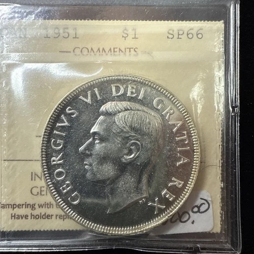 1951 Canada Silver Dollar $1 - ICCS SP66 - XCV 143  C2.5