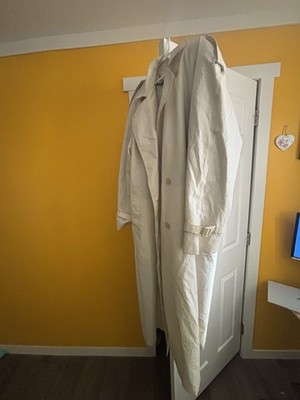 Vtg 70s London Fog White Trench Coat Jacket Womens 14 Reg Made in USA