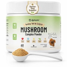 Luckiepaw Turkey Tail CoQ10 Mushroom Powder for Senior Dogs Cats 60-Day Green