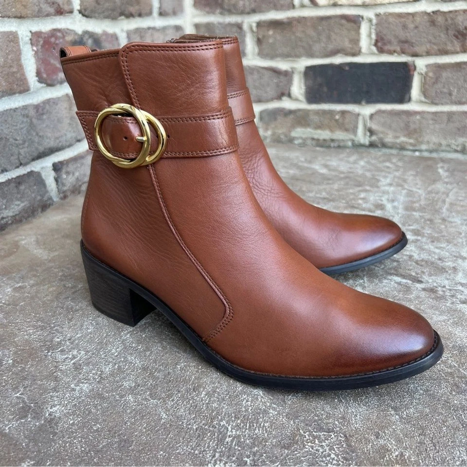 Paul Verde Coñac Vanessa Botines Hebilla Dorada Talla UK 4.5 / US 7 Foto 2 de 4