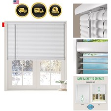 Cordless White 1 Light Filtering Mini Blinds 34 W x 60 H Window Blinds for...