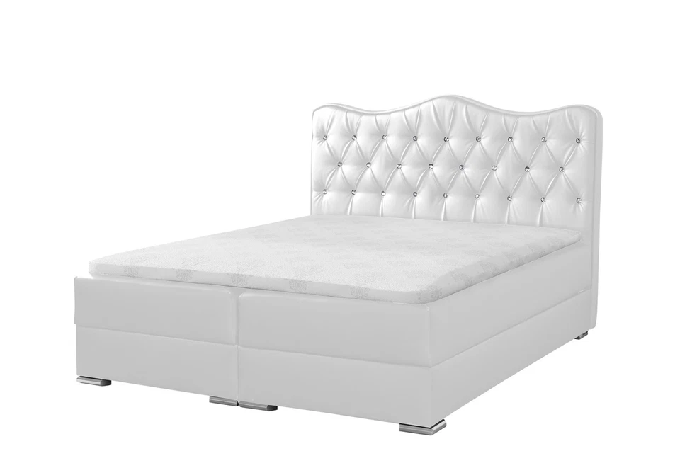 Boxspringbett Schlafzimmerbett SULTAN Kunstleder Weiss 120x200cm
