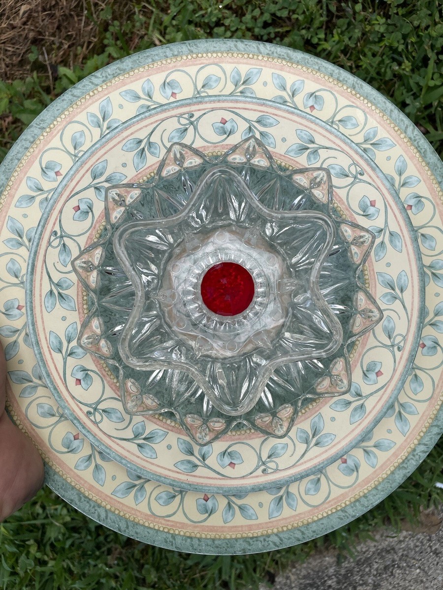 RUBY JEWEL Decorative Tiered Plates Pedestal Display Bid 4