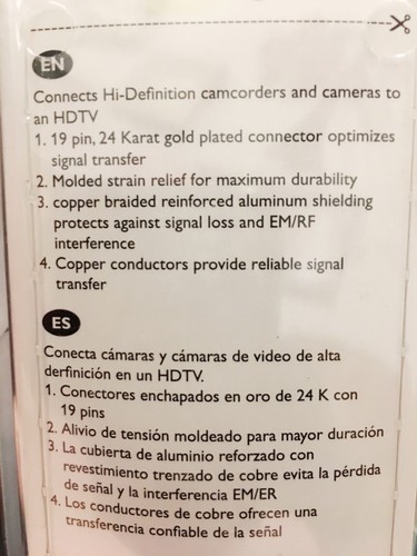 CABLE PHILLIPS ALTA VELOCIDAD HDMI MINI PIN 6 FT NUEVO EN CAJA - SWV3472S/17 - Imagen 4 de 5