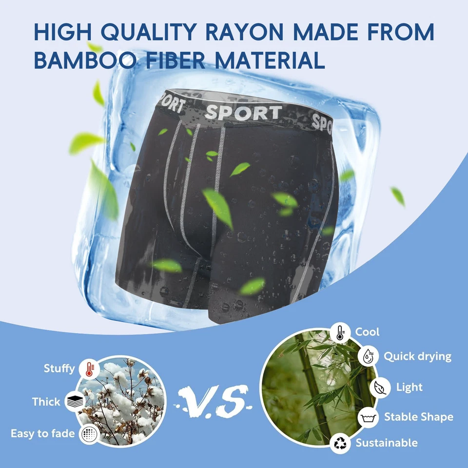 Paquete de 4/5 calzoncillos boxer suaves de bambú para hombre anti rozaduras bolsa 3D EE. UU. Foto 4 de 4