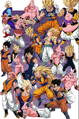 Dragon Ball Poster Buu Saga Gotenks Vegetto SSJ 12in x 18in Free Shipping