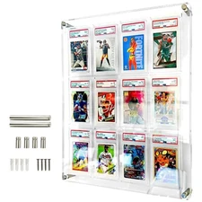 Acrylic Psa Card Slab Display Case - 12 Graded Card Holder Frame for Wall Mou...