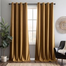 Gold Brown Velvet Curtains 84 inches 2 Panels Set, Super Soft Grommet Curtain...