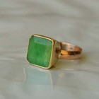 <!--F#f_0-->925 Sterling Silver Rose Gold Plated Genuine Green Emerald Handmade Gift Ring<!--F/-->