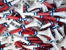 Golf Tees 100 Truestrike 2 3/4 Red, White and Blue TS Striped Golf Tees
