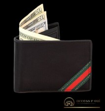 Mens Wallet - Black w/Stripe Faux Leather Wallet