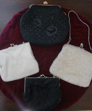 Lot 4 Vintage Evening Bags Purses Sequins Beads Glitz Sparkle TLC repairs beads
