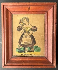 Antique 1800’s My Pretty Polly Colorized Lithograpgh Framed by Turner & Fisher