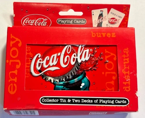 Coca Cola Playing Cards Collector Tin 2 Decks Bicycle New Sealed Vtg Coke