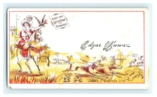 Medieval - Hunting Scene Dogs - Calling Card Edgar Kunes - Damaged