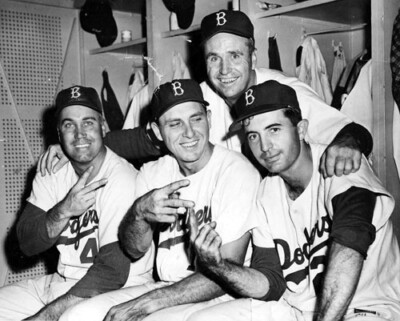 Brooklyn Dodgers Duke Snider, Gil Hodges, Ransom Jackson, and Walt Alston Photo
