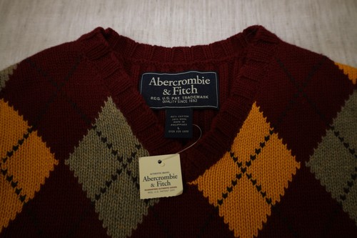 Abercrombie & Fitch Argyle Sweater Vest Mens Large Multi Diamond Plaid Pullover - Picture 3 of 11