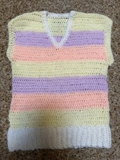 Girls Vintage Handmade Crochet Pull Over Vest