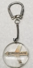 Swissair Keychain Airplane Flying Acrylic Modern 1970s Vintage