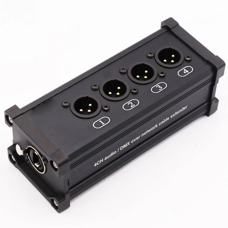 4 Channel 3-Pin XLR Male Female to Single Ethercon Audio Network Cable Extender - Image 2 of 4