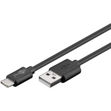 Kabel USB2.0 wtyczka A do wtyczki USBC czarny 1,8m