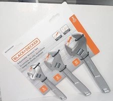 Black & Decker 3 Piece 6" 8" & 10" Adjustable Wrench Set Forged Steel