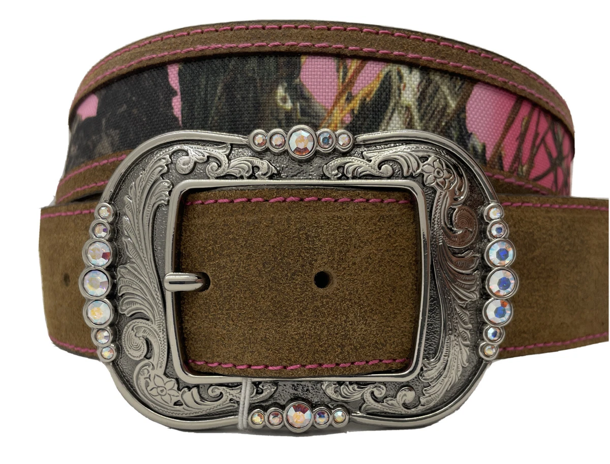 Justin New CAMO QUEEN Leather Belt Crystal Accents Made in USA